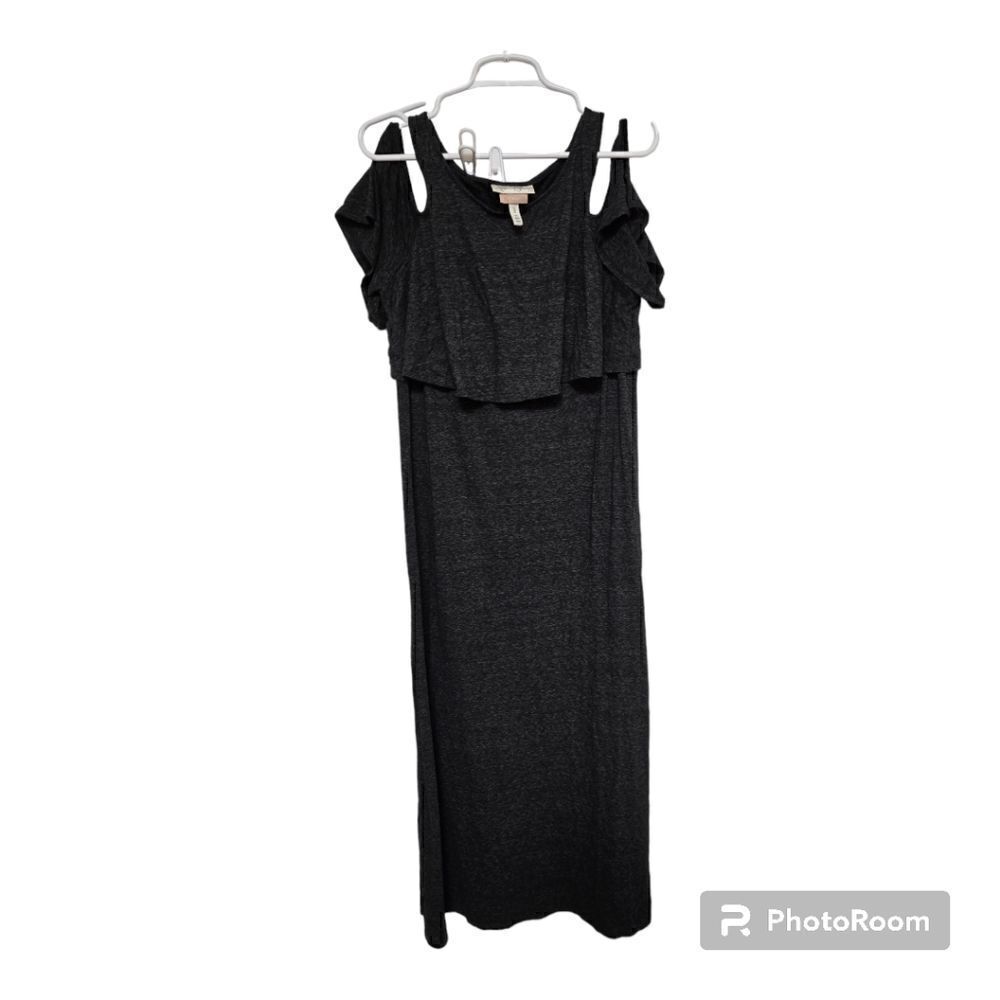Jessica Simpson Nursing Cold Shoulder Maxi Dress Medium Charcoal